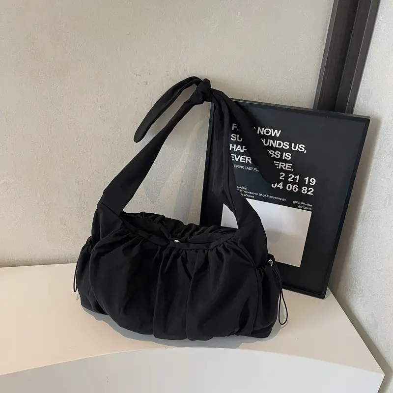 Light Blue Pleated Messenger Bag for Women - Image 4