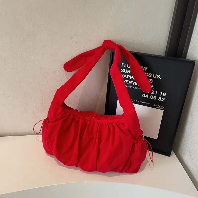 Light Blue Pleated Messenger Bag for Women - Image 5