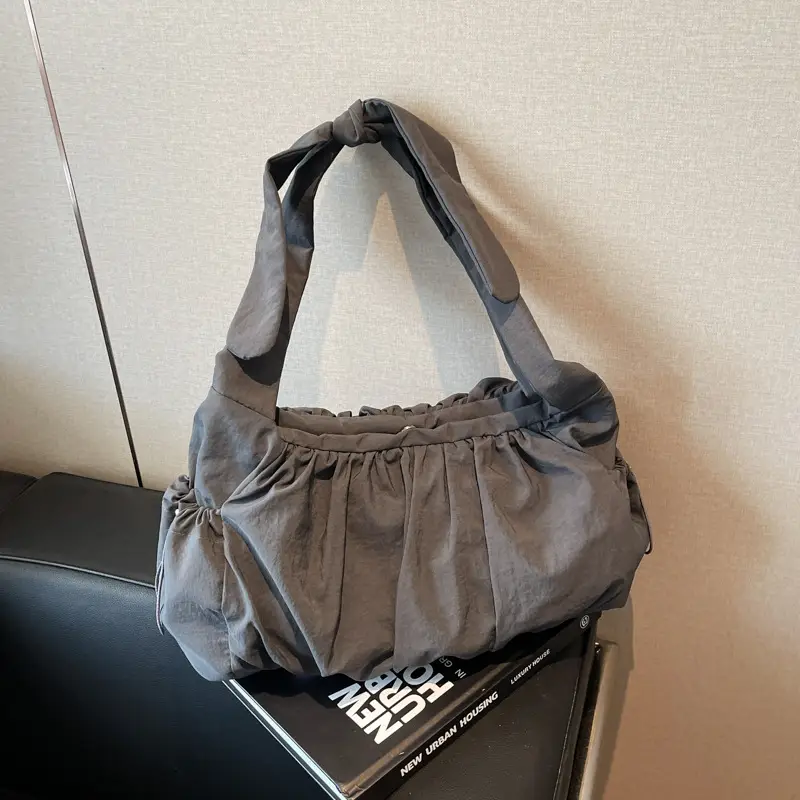 Light Blue Pleated Messenger Bag for Women - Image 6