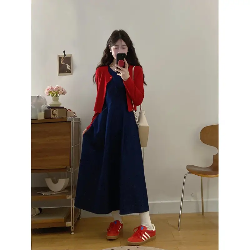 Plus Size Red & Navy Two-Piece Women's Set