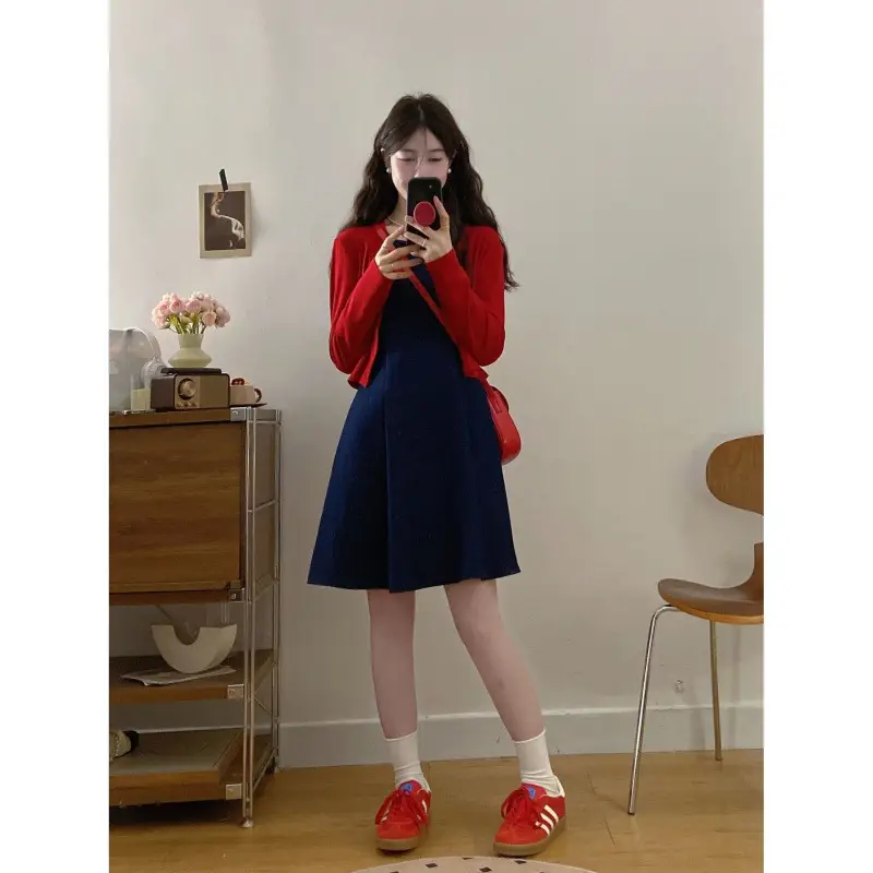 Plus Size Red & Navy Two-Piece Women's Set