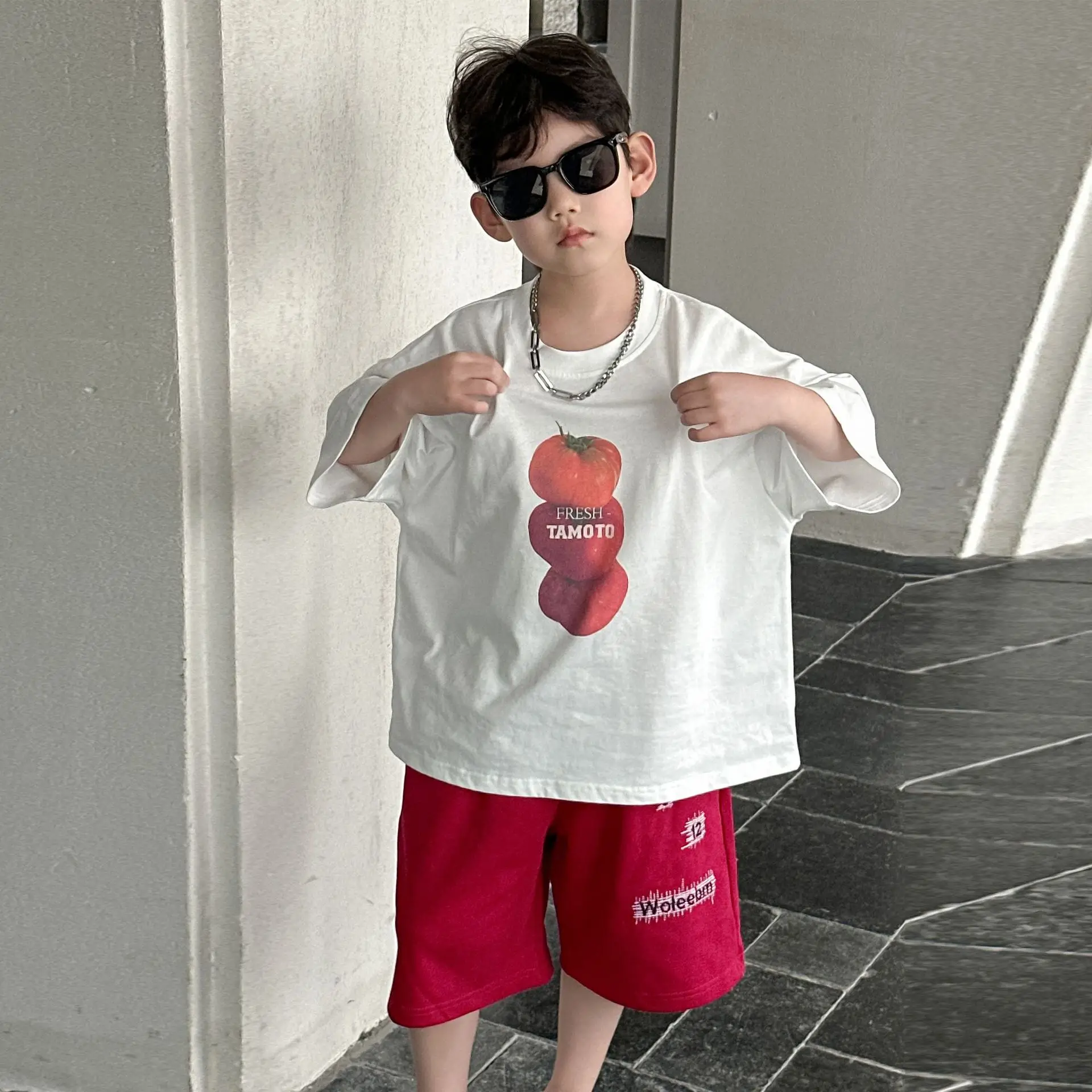 Boys Cotton T-Shirt Red Shorts Summer 2025 — feature 12