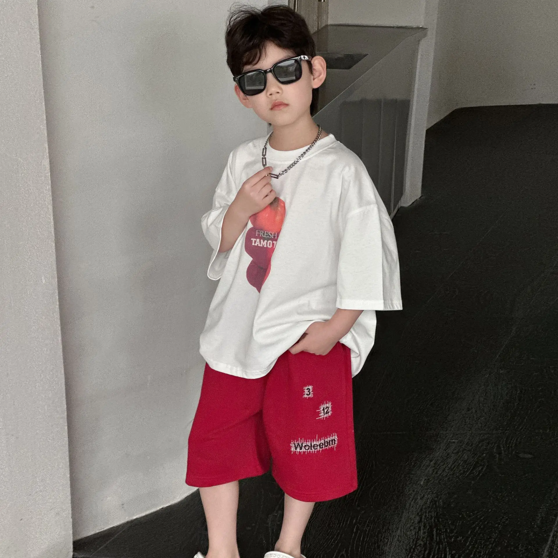 Boys Cotton T-Shirt Red Shorts Summer 2025 — feature 2