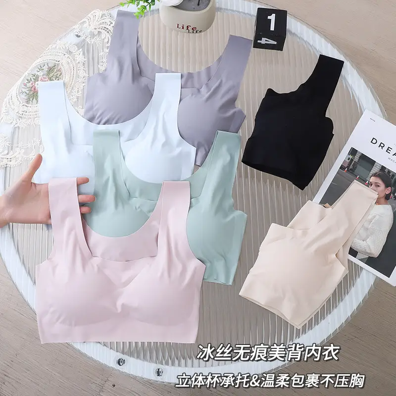Ice Silk Traceless Women's Vest Bra No Steel Rings Yoga Breathable Sleep Girls Bra No Sense plus size - Image 9