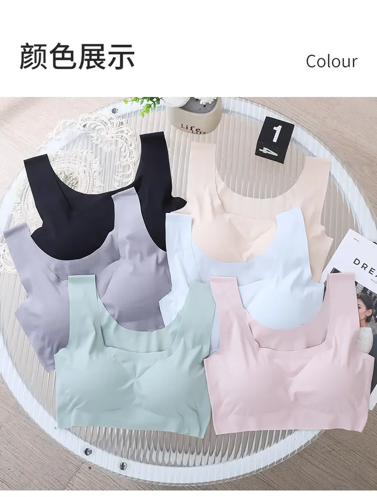 Ice Silk Traceless Women's Vest Bra No Steel Rings Yoga Breathable Sleep Girls Bra No Sense plus size — feature 16