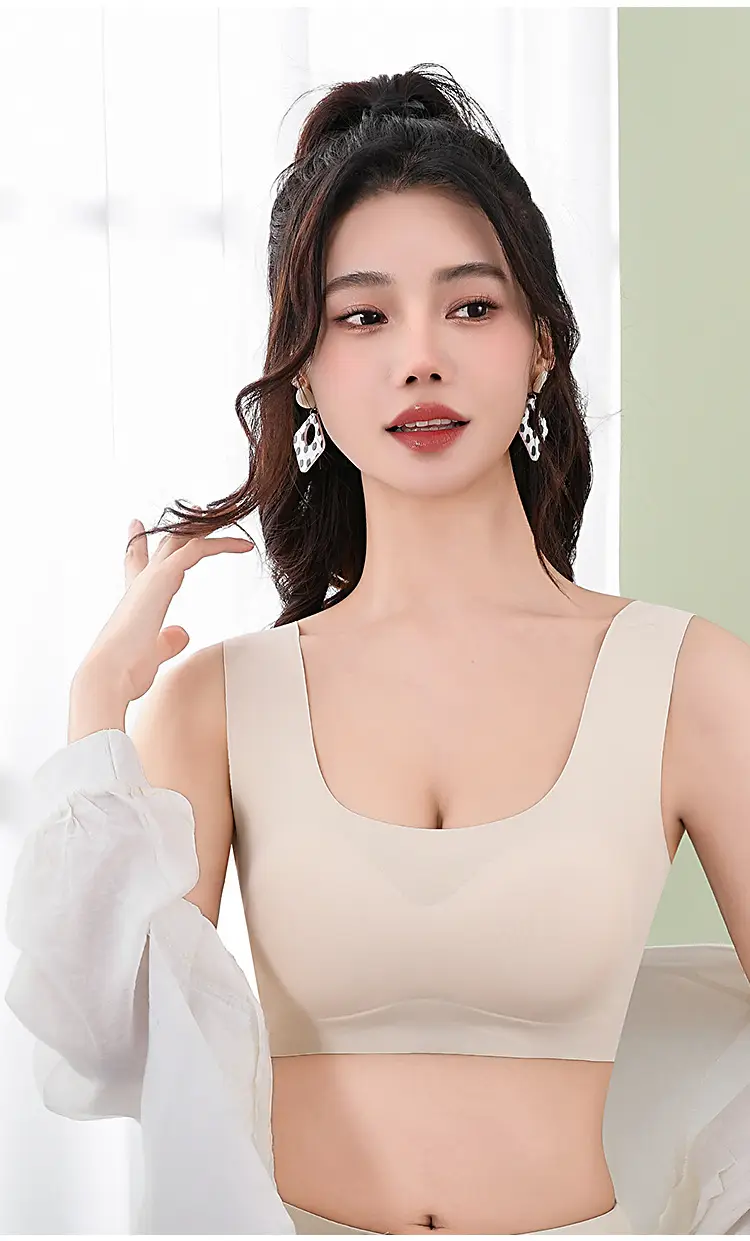 Ice Silk Traceless Women's Vest Bra No Steel Rings Yoga Breathable Sleep Girls Bra No Sense plus size — feature 19