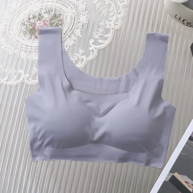 Ice Silk Traceless Women's Vest Bra No Steel Rings Yoga Breathable Sleep Girls Bra No Sense plus size - Image 6