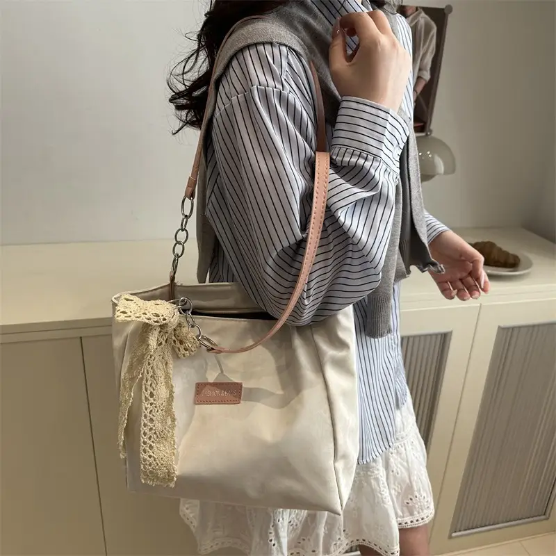 White Lace Shoulder Bag for Women Large Capacity - Image 3
