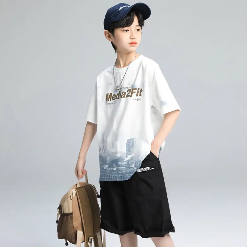 Boys Short Sleeve T-Shirt Shorts Set 2026 Trendy Brand - Image 5