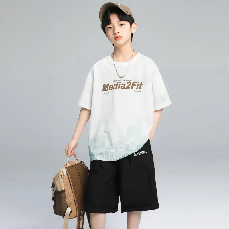 Boys Short Sleeve T-Shirt Shorts Set 2026 Trendy Brand - Image 6
