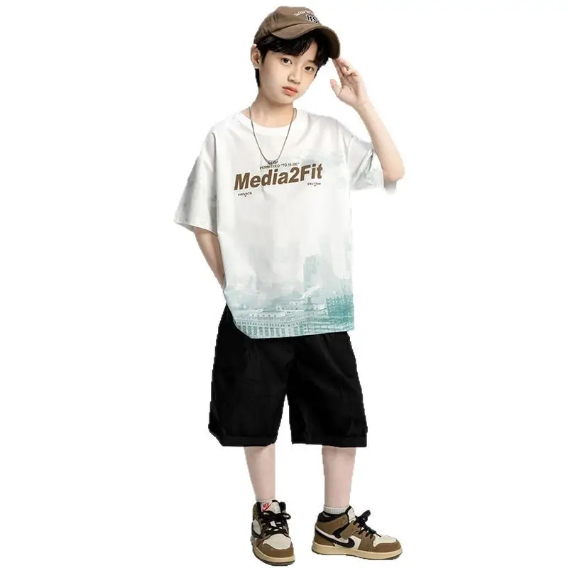 Boys Short Sleeve T-Shirt Shorts Set 2026 Trendy Brand - Image 7