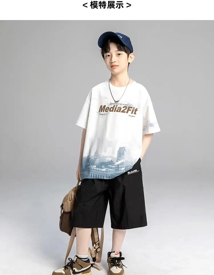 Boys Short Sleeve T-Shirt Shorts Set 2026 Trendy Brand — feature 3