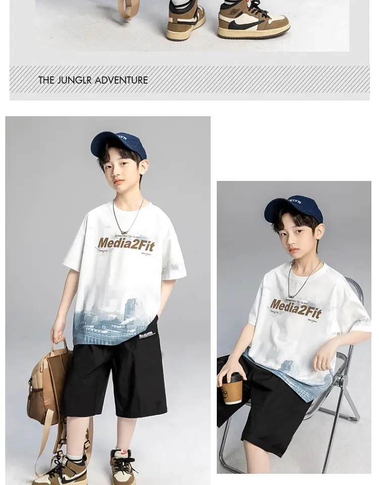 Boys Short Sleeve T-Shirt Shorts Set 2026 Trendy Brand — feature 5