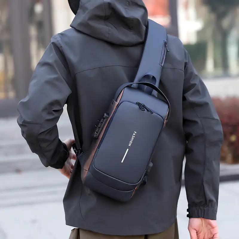Men's Anti-Theat Password Lock Backpack Black