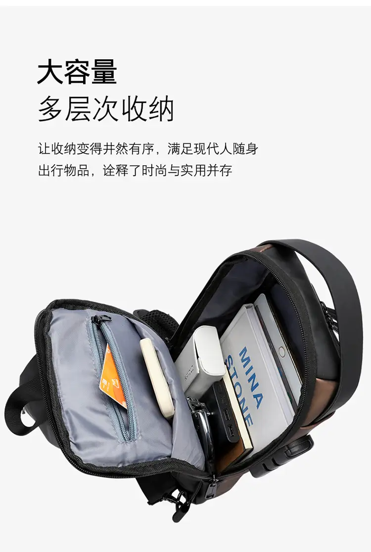 Men's Anti-Theat Password Lock Backpack Black — feature 12