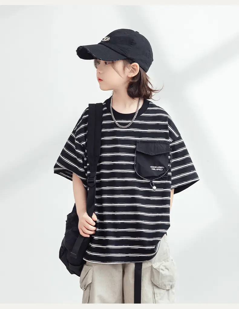 Boys Striped T-Shirt Summer 2026 Half Sleeve Trendy — feature 11