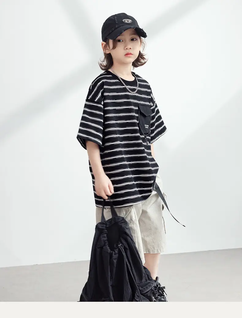 Boys Striped T-Shirt Summer 2026 Half Sleeve Trendy — feature 12