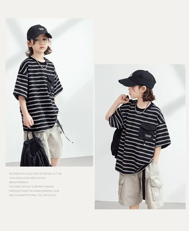 Boys Striped T-Shirt Summer 2026 Half Sleeve Trendy — feature 7