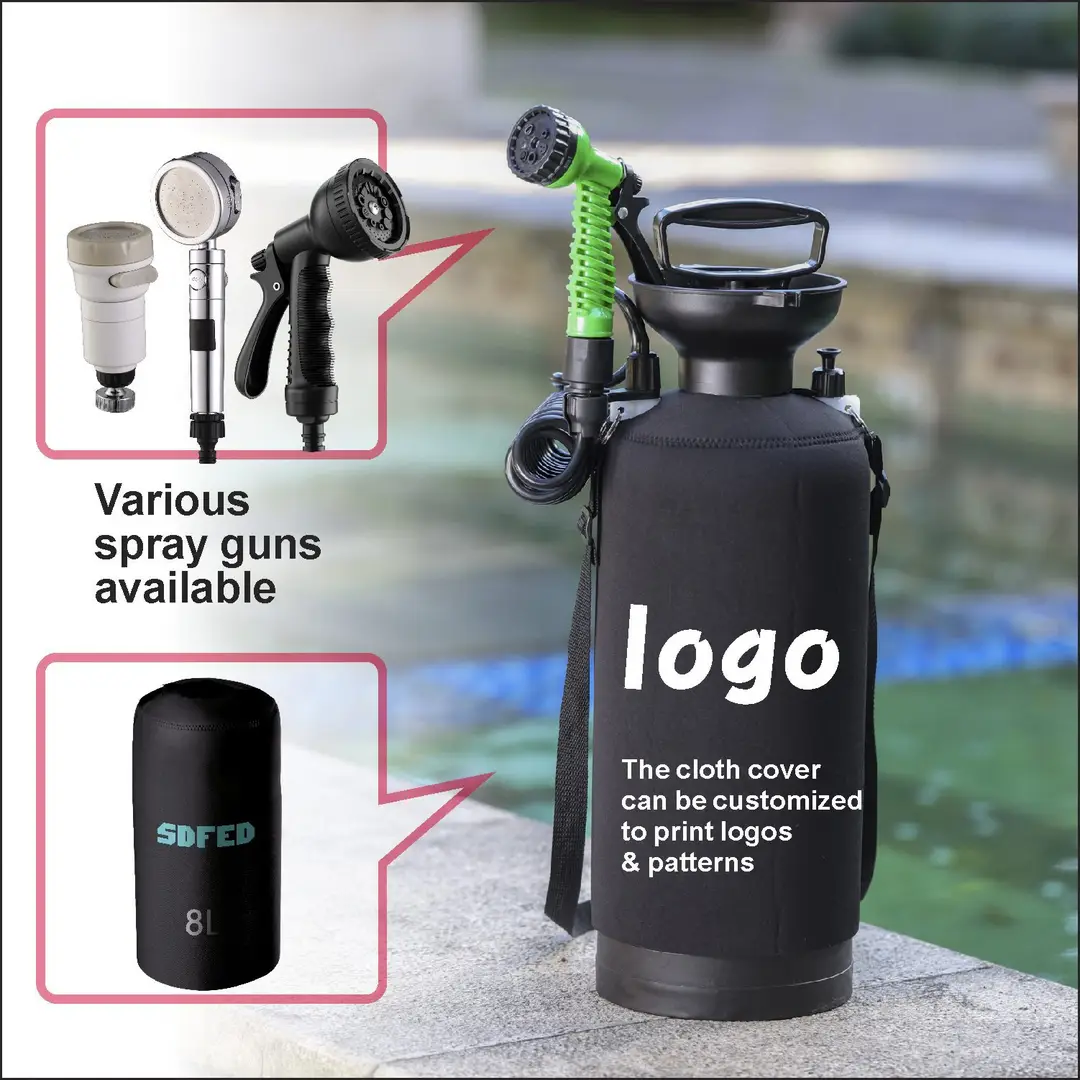 Camping Shower Manual Air Pressure Beach Surfing Flush Set Travel Outdoor Garden Pet Bath Spray