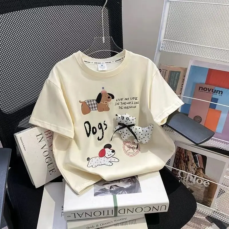 Cotton Cartoon Puppy T-Shirt for Girls 2025 Summer — feature 12