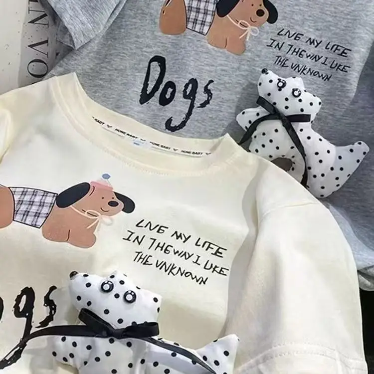 Cotton Cartoon Puppy T-Shirt for Girls 2025 Summer — feature 13