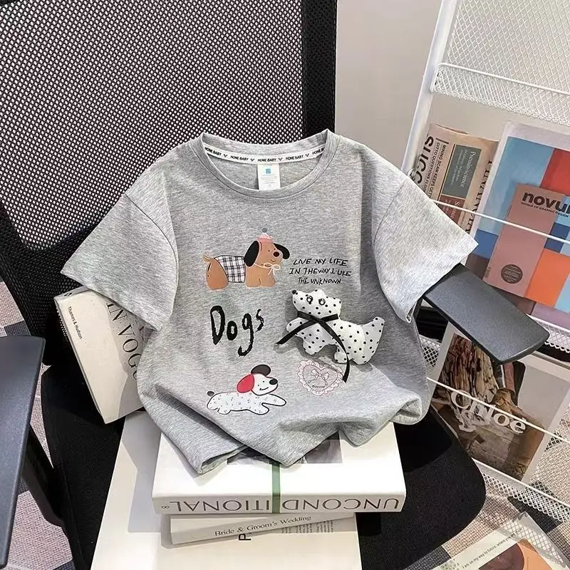 Cotton Cartoon Puppy T-Shirt for Girls 2025 Summer — feature 14