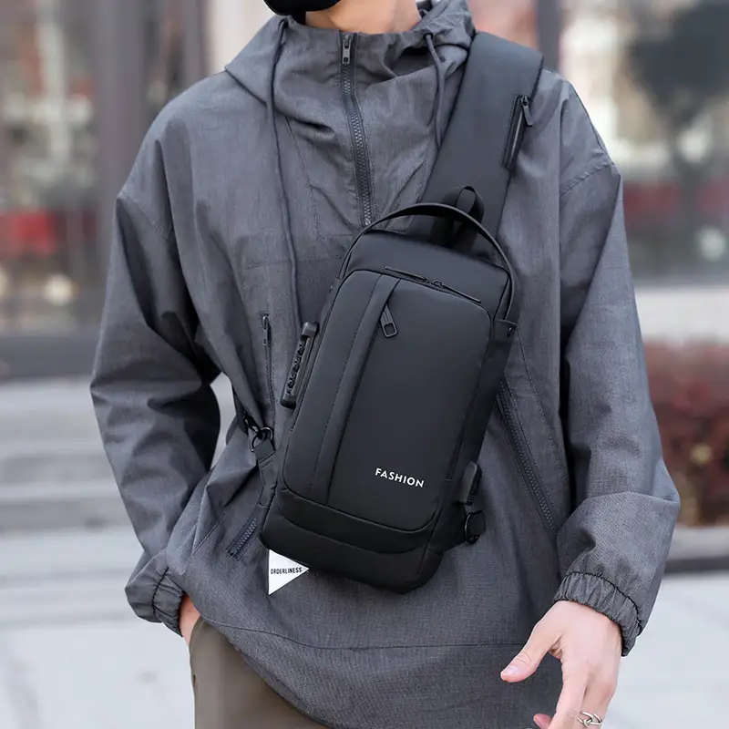 Men's Waterproof Crossbody Backpack Navy Brown