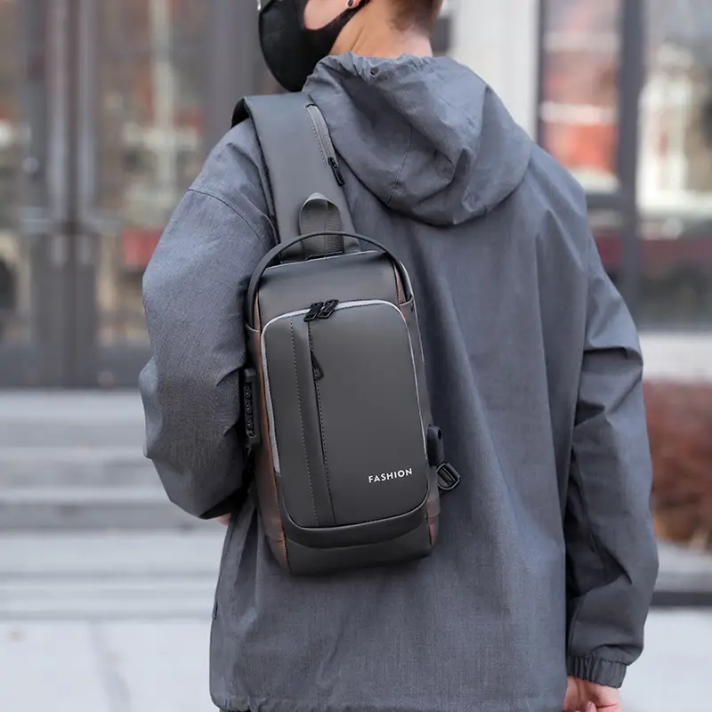 Men's Waterproof Crossbody Backpack Navy Brown