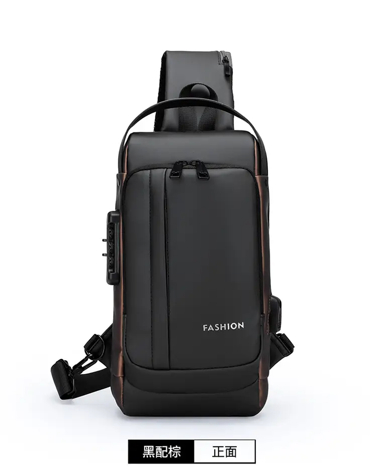 Men's Waterproof Crossbody Backpack Navy Brown — feature 16