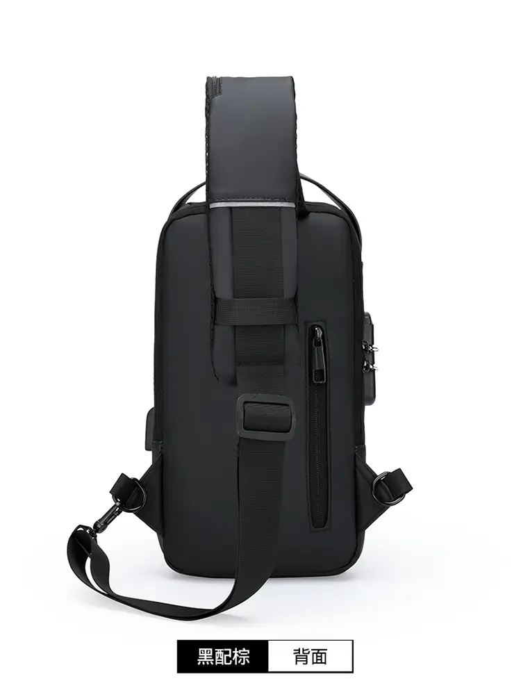 Men's Waterproof Crossbody Backpack Navy Brown — feature 18