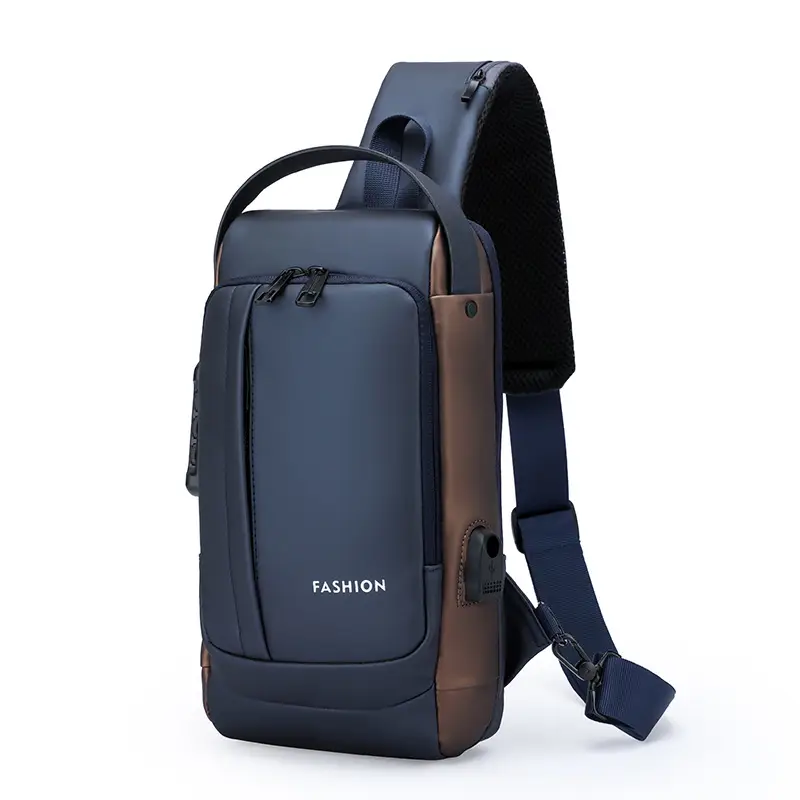 Men's Waterproof Crossbody Backpack Navy Brown