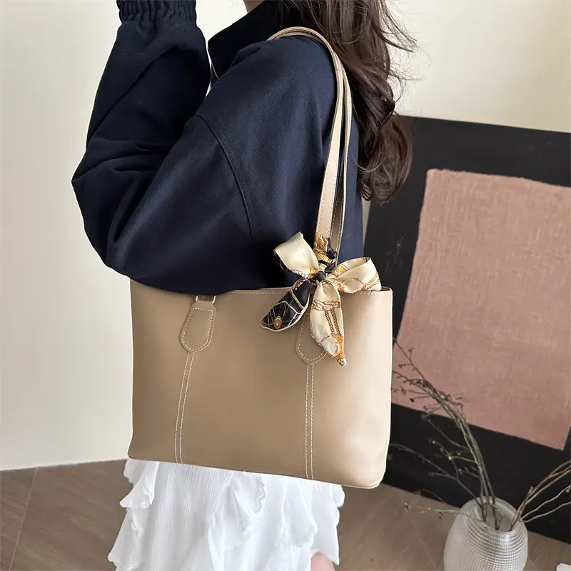 Brown Women's Casual Shoulder Bag with Gold Scarf - Image 8