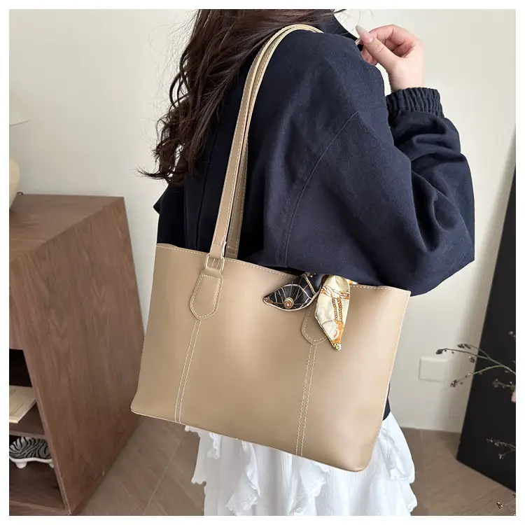 Brown Women's Casual Shoulder Bag with Gold Scarf — feature 10