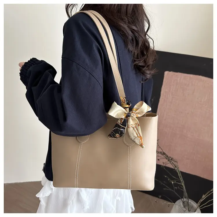 Brown Women's Casual Shoulder Bag with Gold Scarf — feature 11