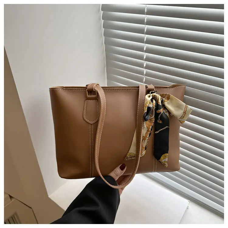 Brown Women's Casual Shoulder Bag with Gold Scarf — feature 18