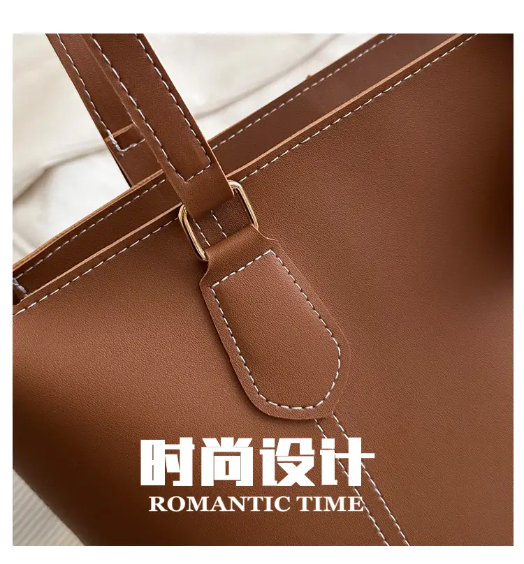 Brown Women's Casual Shoulder Bag with Gold Scarf — feature 4
