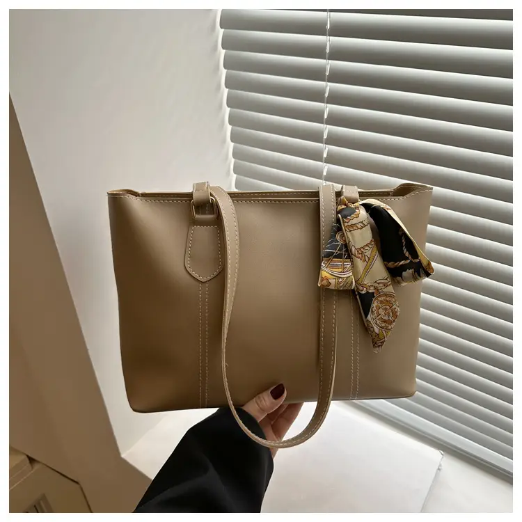 Brown Women's Casual Shoulder Bag with Gold Scarf - Image 2
