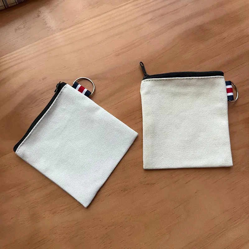 DIY Solid Color Canvas Bag Cross-border Amazon Zipper Storage Bag Travel Portable Fresh Square Coin Purse