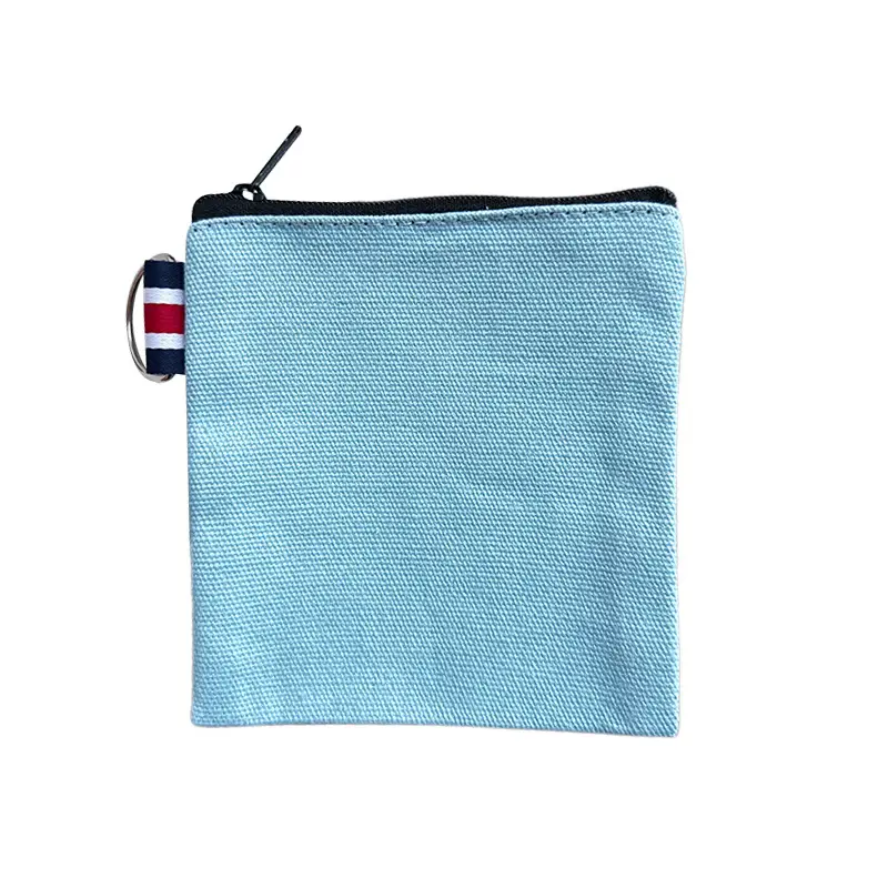 DIY Solid Color Canvas Bag Cross-border Amazon Zipper Storage Bag Travel Portable Fresh Square Coin Purse