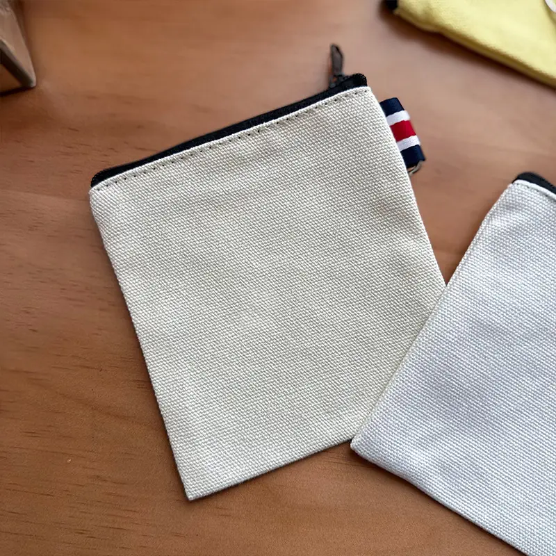 DIY Solid Color Canvas Bag Cross-border Amazon Zipper Storage Bag Travel Portable Fresh Square Coin Purse