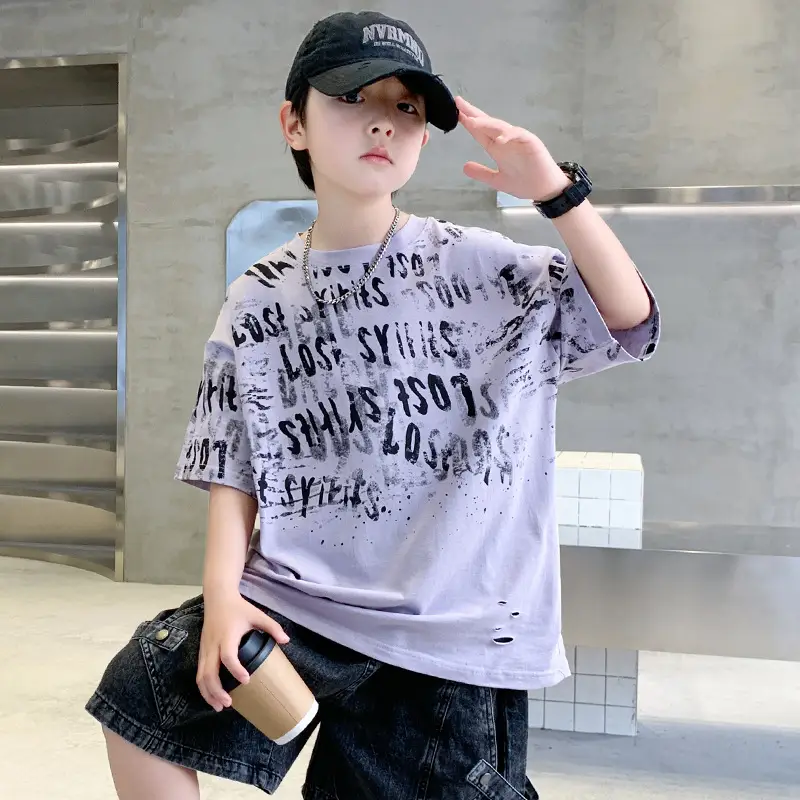 Summer Boys T-shirt Half Sleeve Letters Cool Teen — feature 11