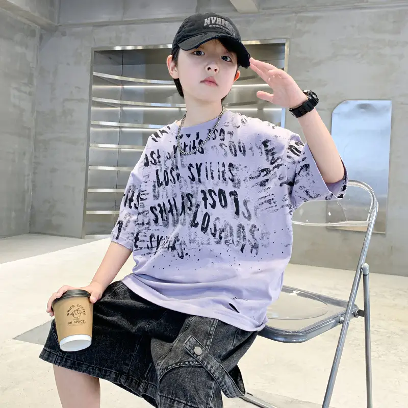 Summer Boys T-shirt Half Sleeve Letters Cool Teen — feature 12
