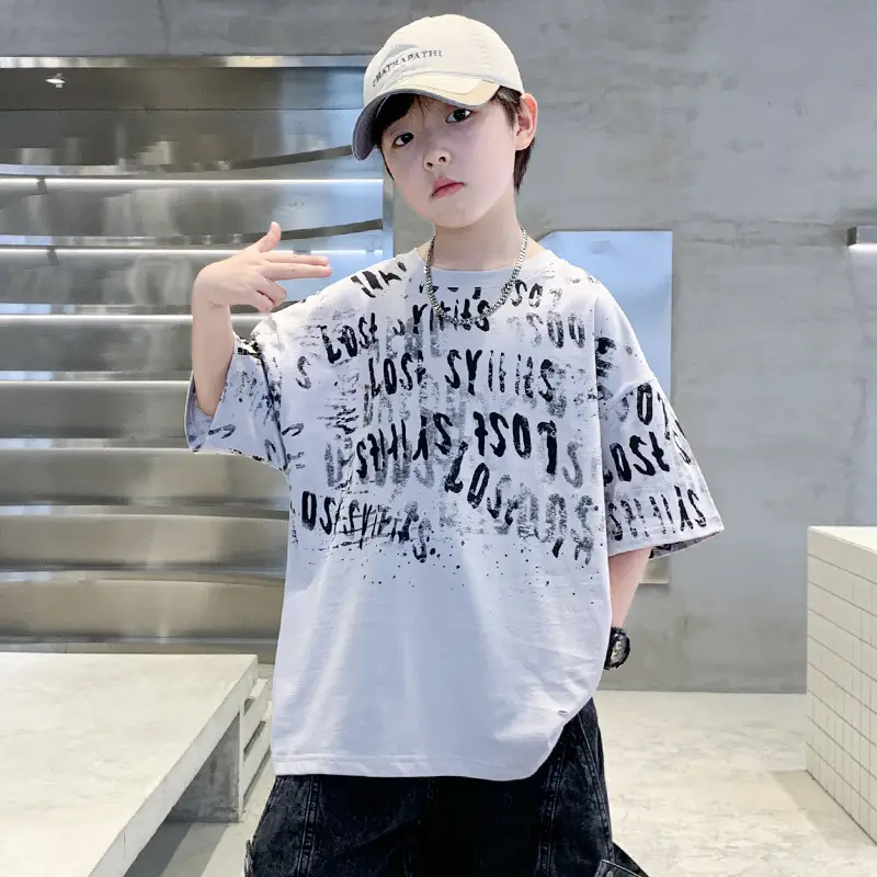 Summer Boys T-shirt Half Sleeve Letters Cool Teen — feature 14