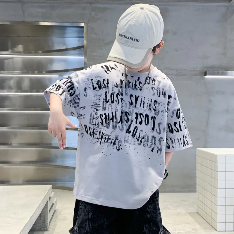 Summer Boys T-shirt Half Sleeve Letters Cool Teen — feature 15