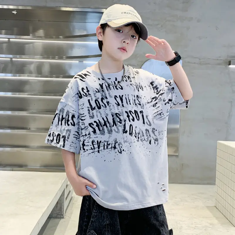 Summer Boys T-shirt Half Sleeve Letters Cool Teen — feature 16