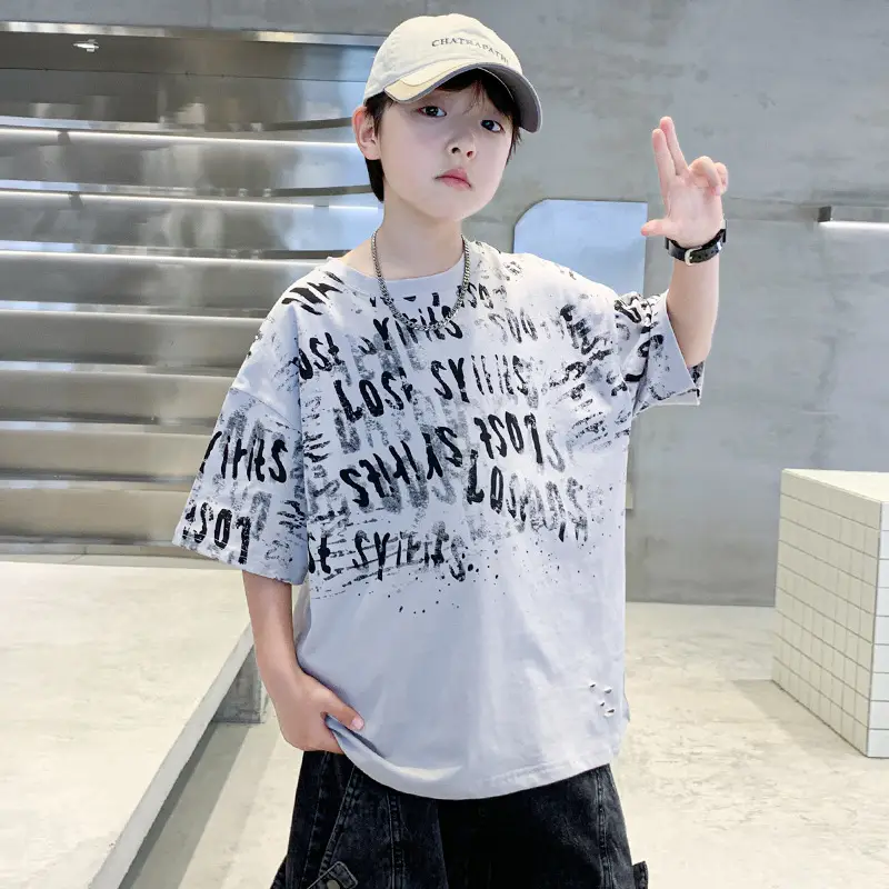 Summer Boys T-shirt Half Sleeve Letters Cool Teen — feature 17