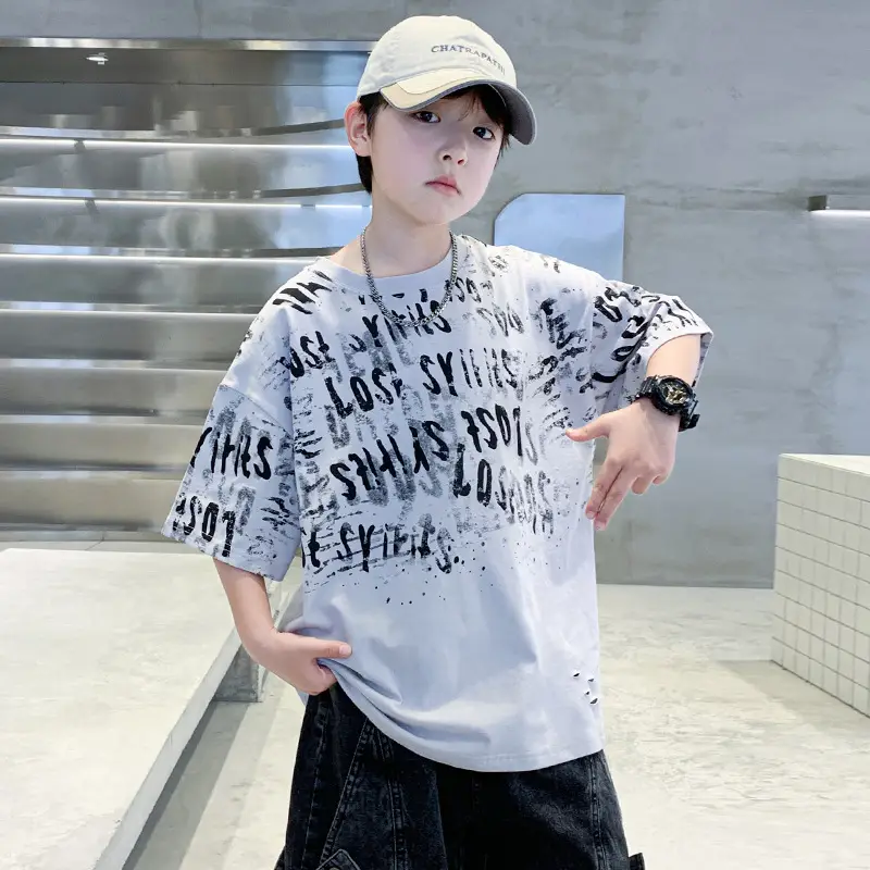 Summer Boys T-shirt Half Sleeve Letters Cool Teen — feature 18