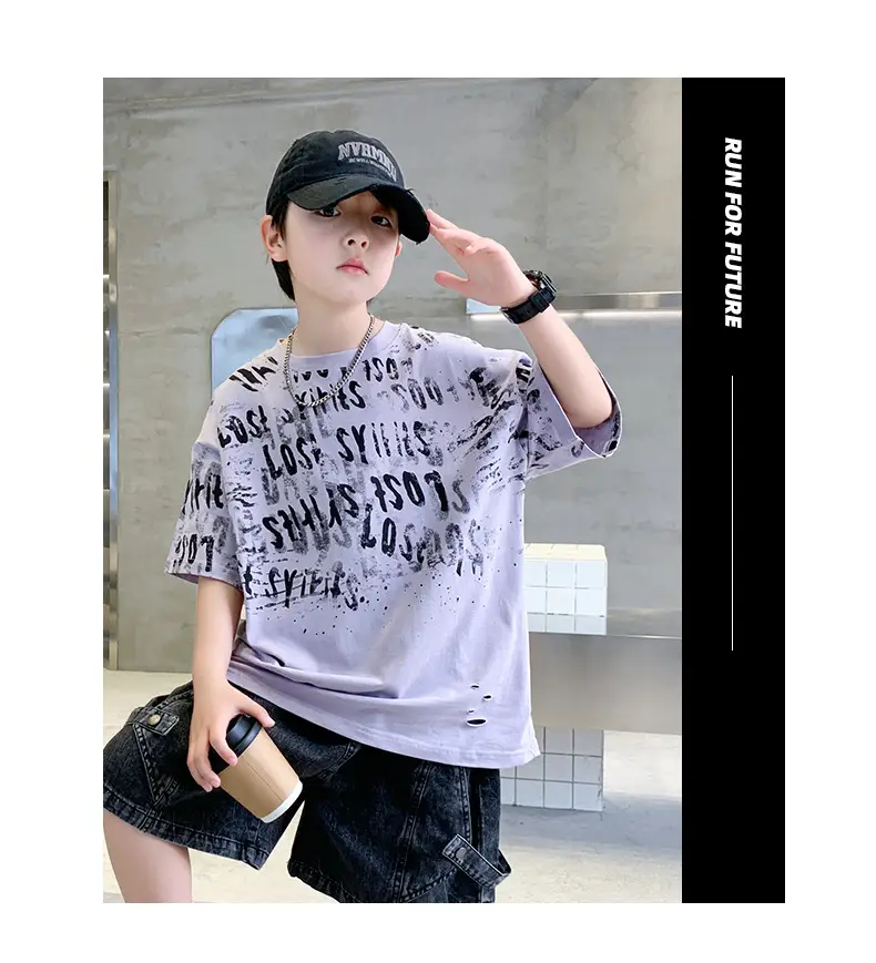 Summer Boys T-shirt Half Sleeve Letters Cool Teen — feature 19