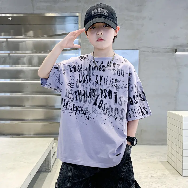 Summer Boys T-shirt Half Sleeve Letters Cool Teen — feature 2
