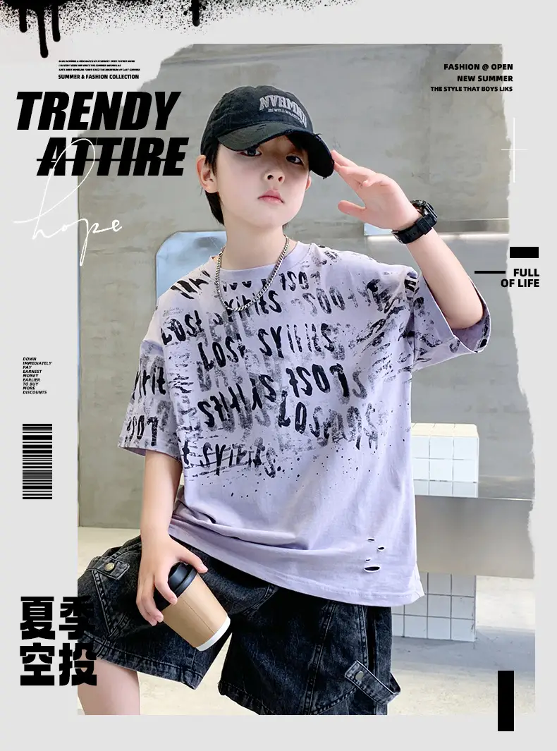 Summer Boys T-shirt Half Sleeve Letters Cool Teen — feature 20